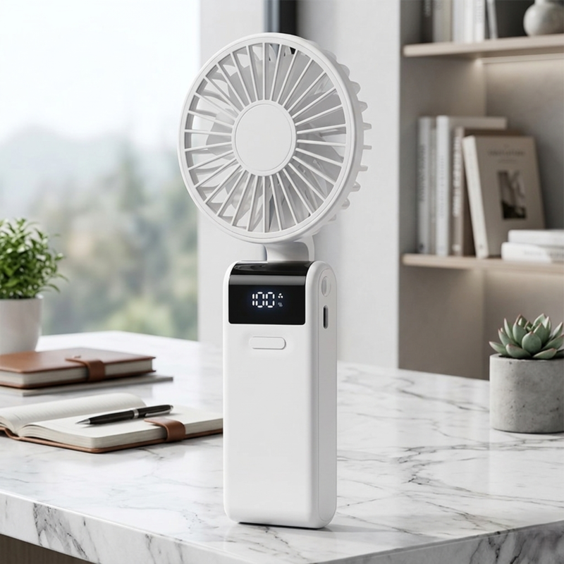 Portable Neck Fan | Foldable Mini Desk Fan & Phone Stand | USB Rechargeable