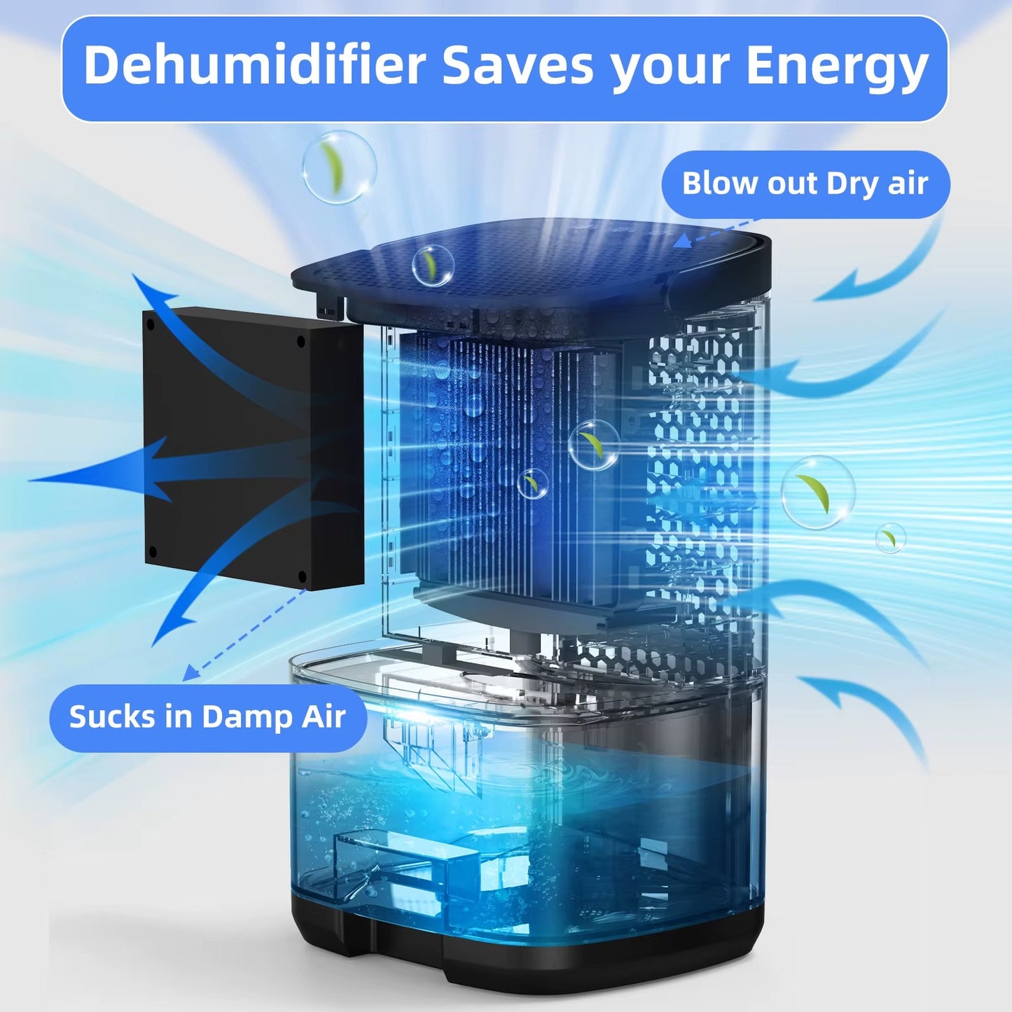Portable Dehumidifier for Home | Small Quiet Dehumidifier for Office & RV | Moisture Absorber for Mould & Damp