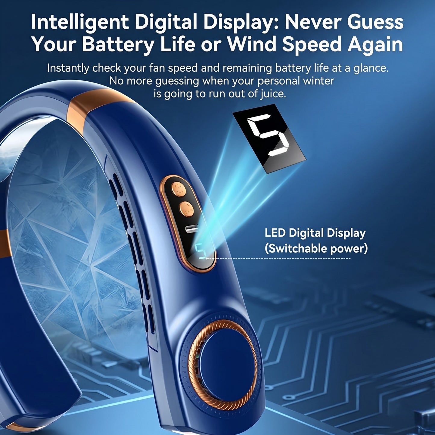 Portable Bladeless Neck Fan - Rechargeable Wearable Semiconductor AC, Retailark