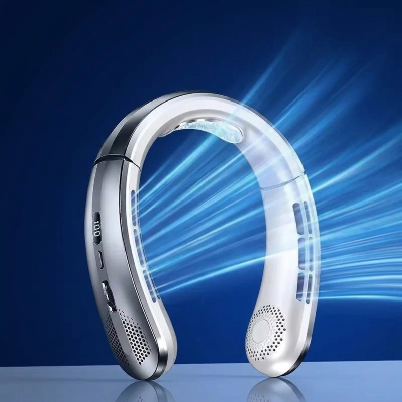 Personal Air Cooler & Handheld | Portable Bladeless Mini Rechargeable Fan | 8 Hour Battery Life USB Hanging Neck Fan | Mute LED Digital Display