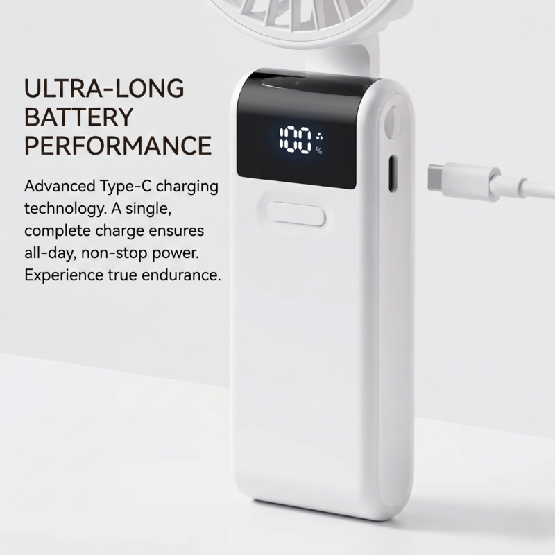 Portable Neck Fan | Foldable Mini Desk Fan & Phone Stand | USB Rechargeable