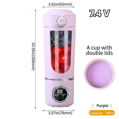 Portable Blender for Shakes and Smoothies | 700ML Mini Personal Juice Maker | 12-Blades Fast Mixing 2-in-1 Blender Bottle