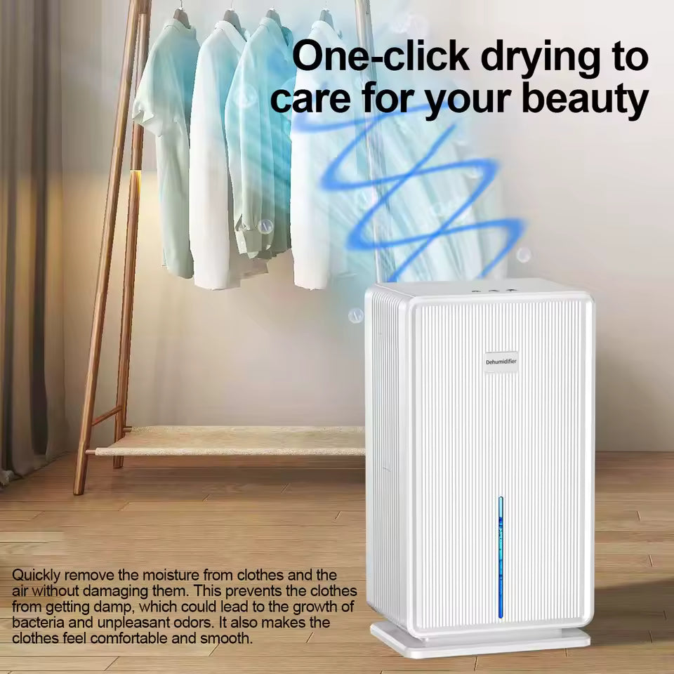 Electric Compressor Dehumidifier for Basement | High-Capacity Bathroom Dehumidifier | Powerful Air Dryer for Mould & Drying Clothes