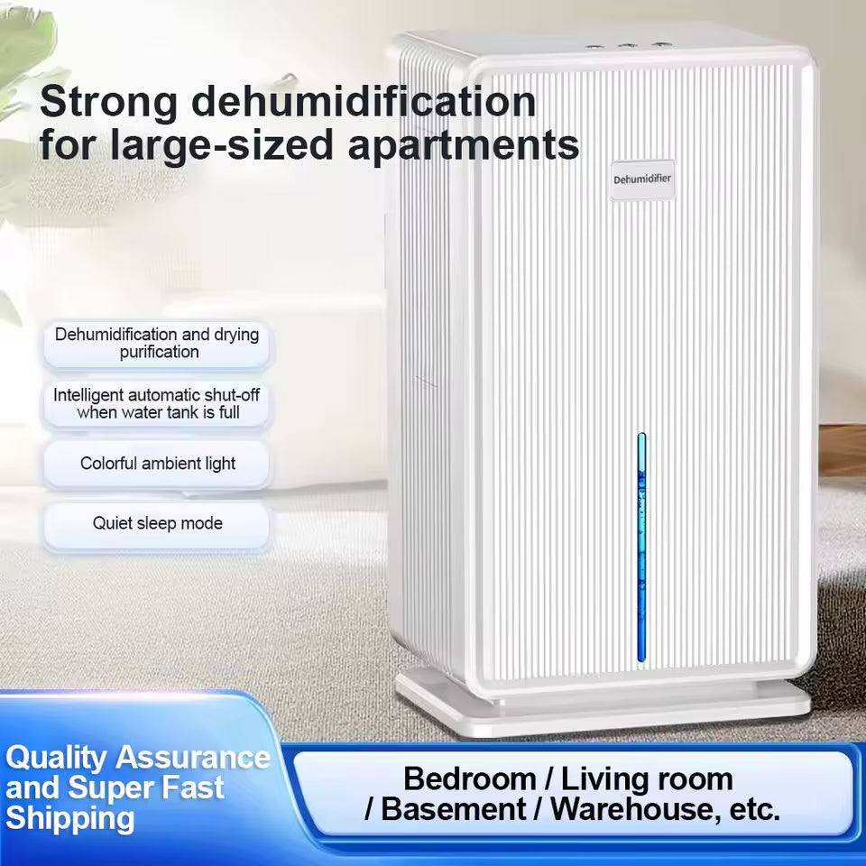 Electric Compressor Dehumidifier for Basement | High-Capacity Bathroom Dehumidifier | Powerful Air Dryer for Mould & Drying Clothes