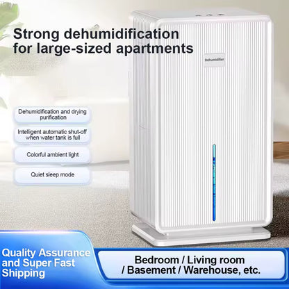 Electric Compressor Dehumidifier for Basement | High-Capacity Bathroom Dehumidifier | Powerful Air Dryer for Mould & Drying Clothes