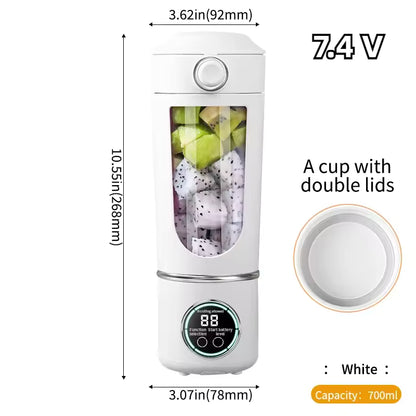 Portable Blender for Shakes and Smoothies | 700ML Mini Personal Juice Maker | 12-Blades Fast Mixing 2-in-1 Blender Bottle