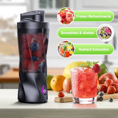 700ML Portable Blender | Electric Juicer Cup | USB Rechargeable Smoothie Maker | Personal Mini Mixer for Shakes & Juice | Travel & Outdoor Gym Bottle