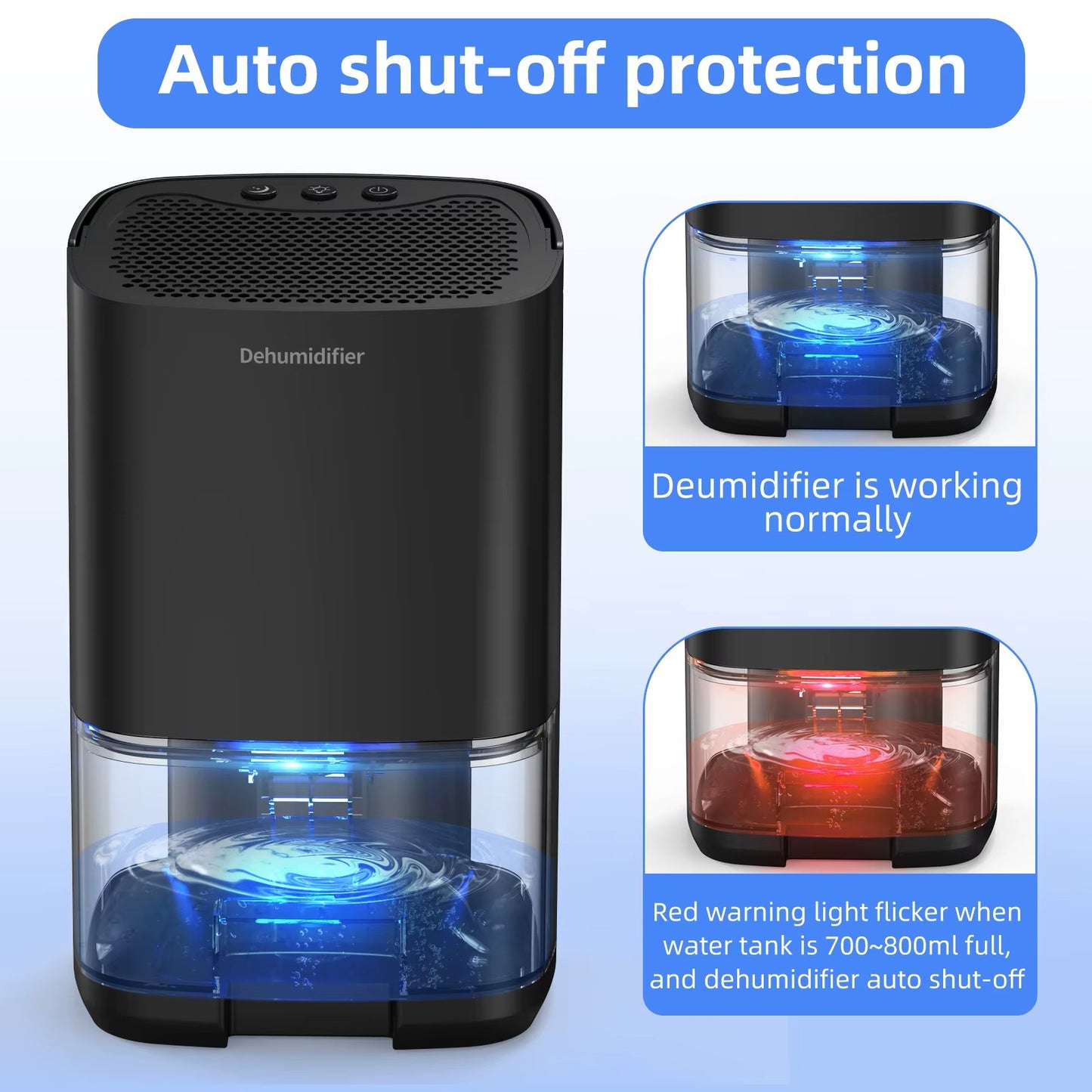 Portable Dehumidifier for Home | Small Quiet Dehumidifier for Office & RV | Moisture Absorber for Mould & Damp