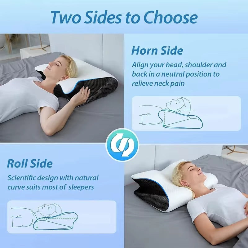 Butterfly Ergonomic Cervical Neck Pillow | Best Memory Foam Pillow for Neck Pain Relief | Orthopedic Contour Bed Pillow | Slow Rebound Support