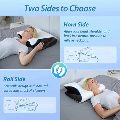 Butterfly Ergonomic Cervical Neck Pillow | Best Memory Foam Pillow for Neck Pain Relief | Orthopedic Contour Bed Pillow | Slow Rebound Support