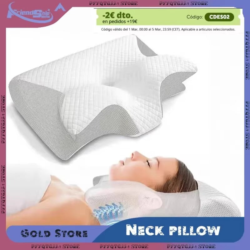 Cervical Neck Pillow for Pain Relief | Butterfly Memory Foam Contour Pillow | Ergonomic Orthopedic Support for Side & Stomach Sleepers