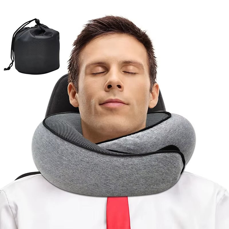 Memory Foam Travel Neck Pillow - Ergonomic U-Shaped Snail Style Support for Airplane & Office | Adjustable Cervical Pillow for Neck Pain Relief