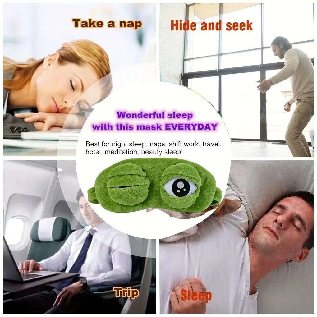 3D Frog Sleep Mask | Sleep Eye Mask for Sleeping | Soft Cartoon Blindfold for Travel & Office | Natural Sleeping Eyeshade for Men & Women