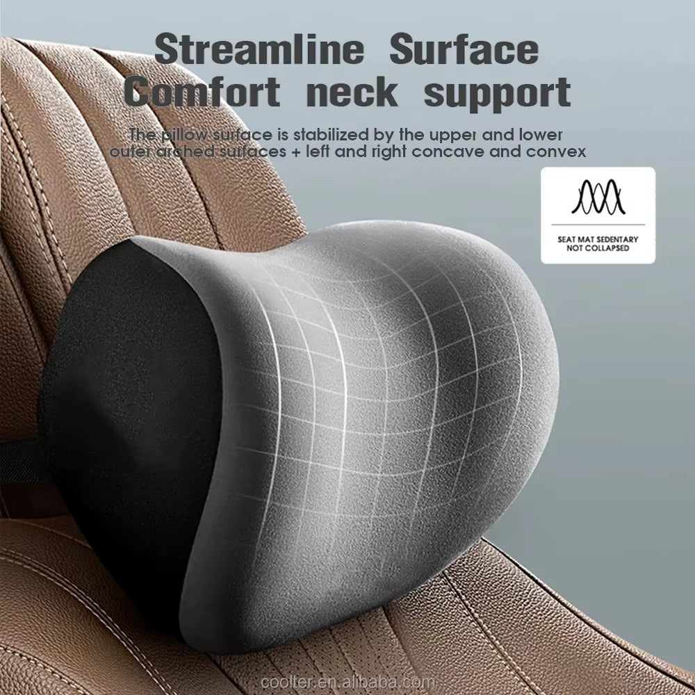 Car Memory Foam Neck Pillow | Lumbar Support Backrest Cushion | Ergonomic Car Headrest for Neck Pain Relief
