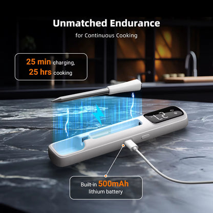 INT-11I-B Mini Wireless Meat Thermometer | Bluetooth 5.4 1000ft Range | Instant Read Waterproof Digital Food Thermometer for Steak, BBQ, & Grill