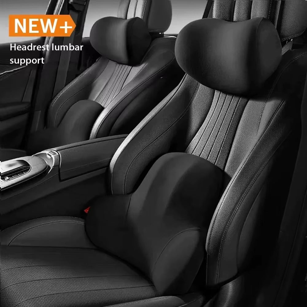 Car Memory Foam Neck Pillow | Lumbar Support Backrest Cushion | Ergonomic Car Headrest for Neck Pain Relief