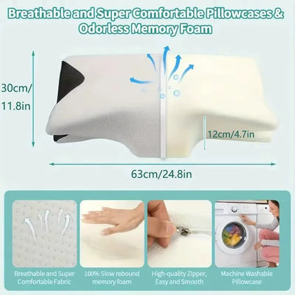 Butterfly Ergonomic Cervical Neck Pillow | Best Memory Foam Pillow for Neck Pain Relief | Orthopedic Contour Bed Pillow | Slow Rebound Support
