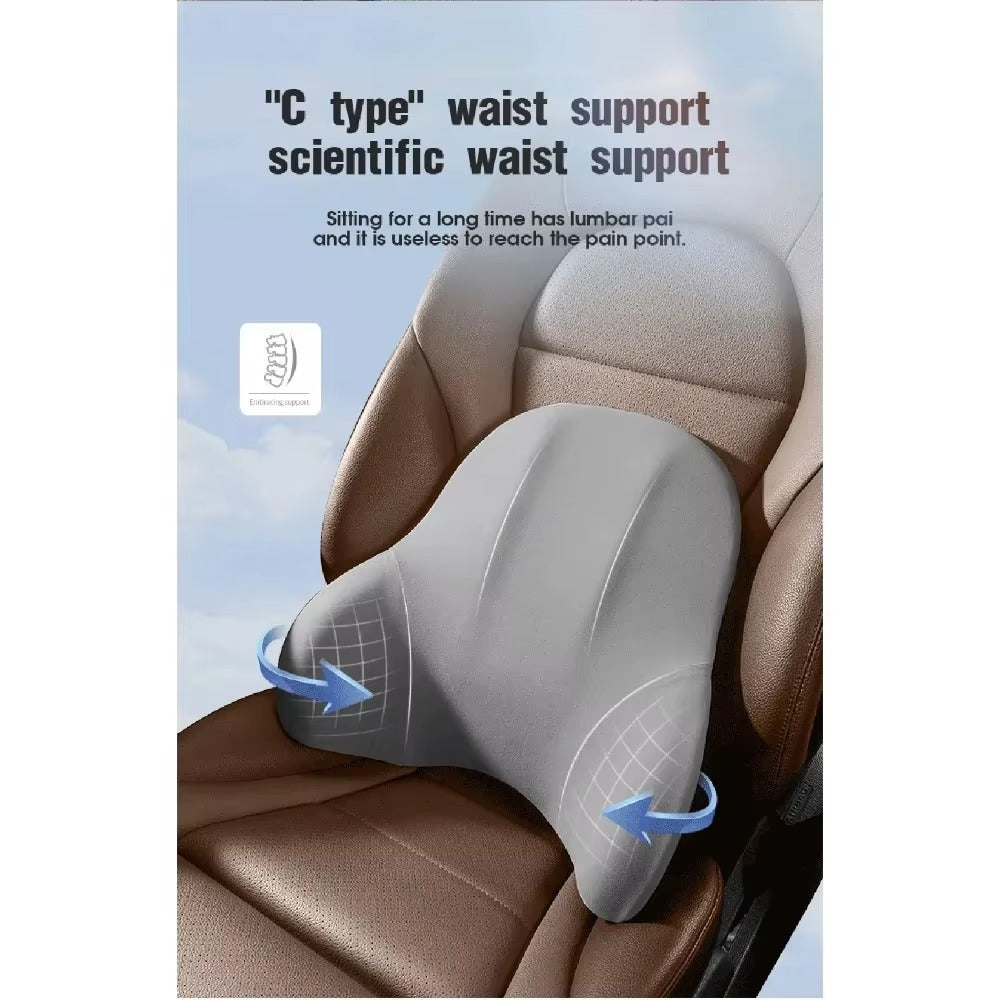 Car Memory Foam Neck Pillow | Lumbar Support Backrest Cushion | Ergonomic Car Headrest for Neck Pain Relief