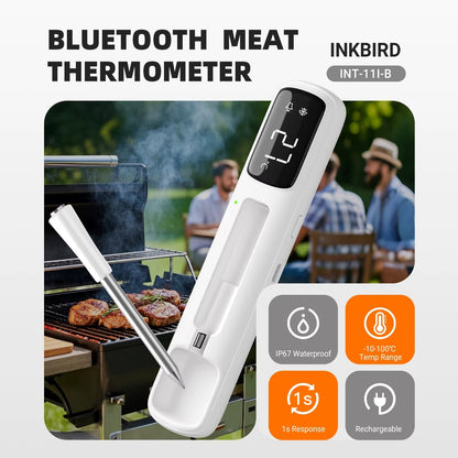 INT-11I-B Mini Wireless Meat Thermometer | Bluetooth 5.4 1000ft Range | Instant Read Waterproof Digital Food Thermometer for Steak, BBQ, & Grill