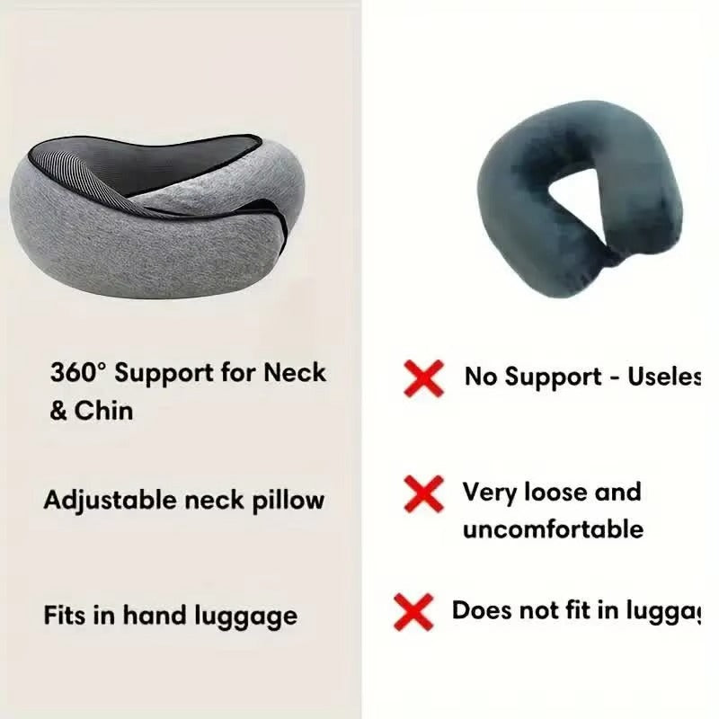 Memory Foam Travel Neck Pillow - Ergonomic U-Shaped Snail Style Support for Airplane & Office | Adjustable Cervical Pillow for Neck Pain Relief