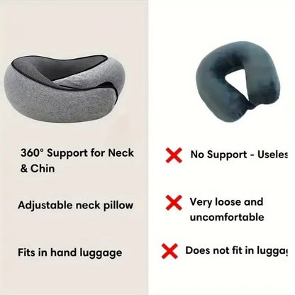 Memory Foam Travel Neck Pillow - Ergonomic U-Shaped Snail Style Support for Airplane & Office | Adjustable Cervical Pillow for Neck Pain Relief