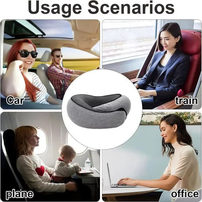 Memory Foam Travel Neck Pillow - Ergonomic U-Shaped Snail Style Support for Airplane & Office | Adjustable Cervical Pillow for Neck Pain Relief