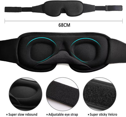 3D Sleep Eye Mask | 100% Light Blockout Sleeping Mask | Soft Padded 3D Eye Shade & Blindfold