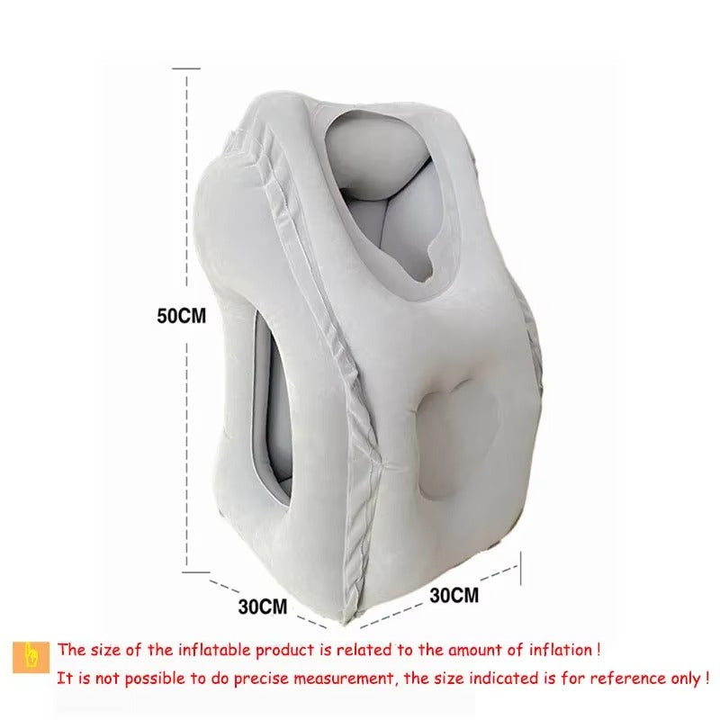 Inflatable Travel Pillow | Neck Pillow with Chin Support for Airplane | Ergonomic Portable Neck Support for Car & Office