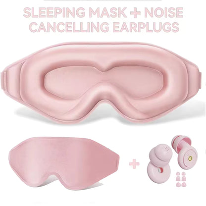 3D Sleep Mask | Noise Cancelling Earplugs | 100% Light Blocking Eye Cover | Insomnia Relief