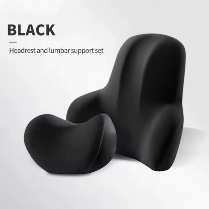 Car Memory Foam Neck Pillow | Lumbar Support Backrest Cushion | Ergonomic Car Headrest for Neck Pain Relief