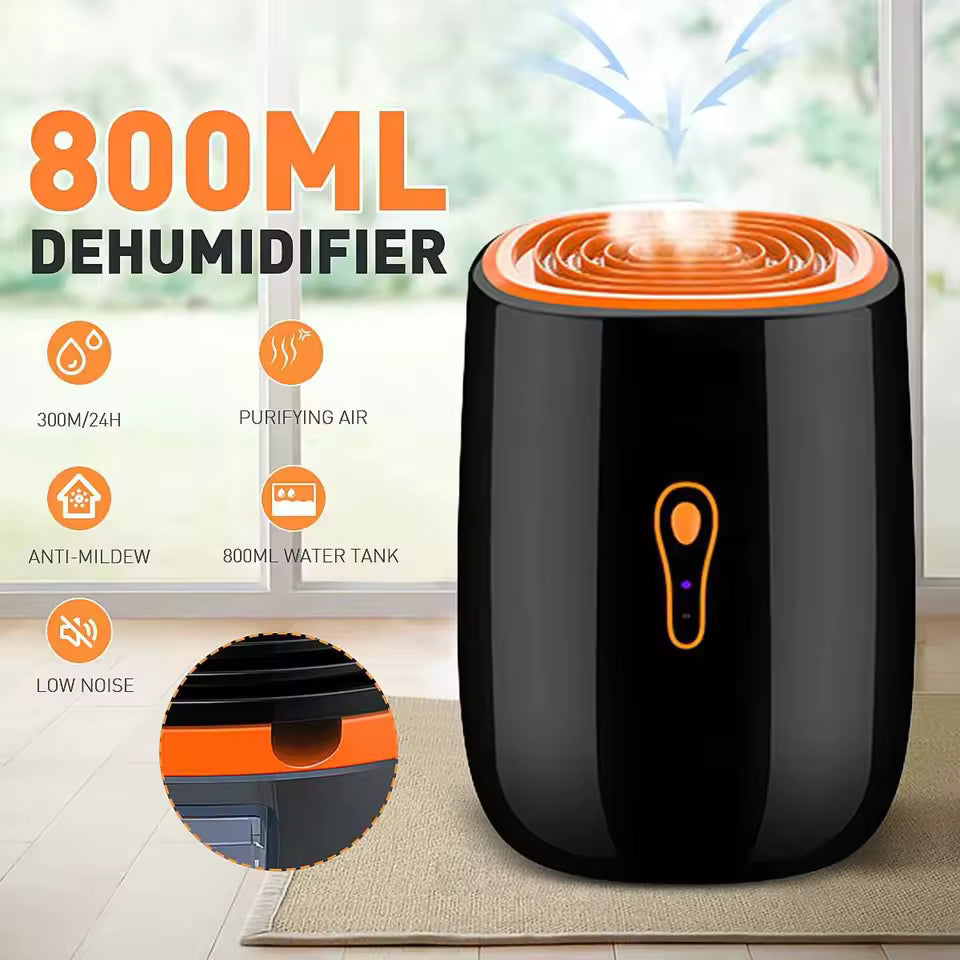 Portable Air Purifier & Dehumidifier | 800ml Small Dehumidifier for Home | Anti-Mould Air Dryer for Bedroom & Bathroom