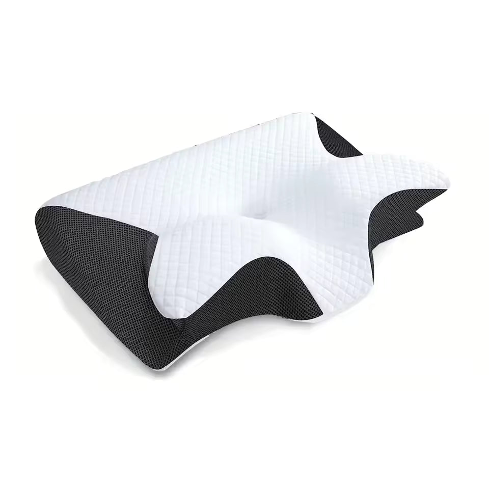 Cervical Neck Pillow for Pain Relief | Butterfly Memory Foam Contour Pillow | Ergonomic Orthopedic Support for Side & Stomach Sleepers