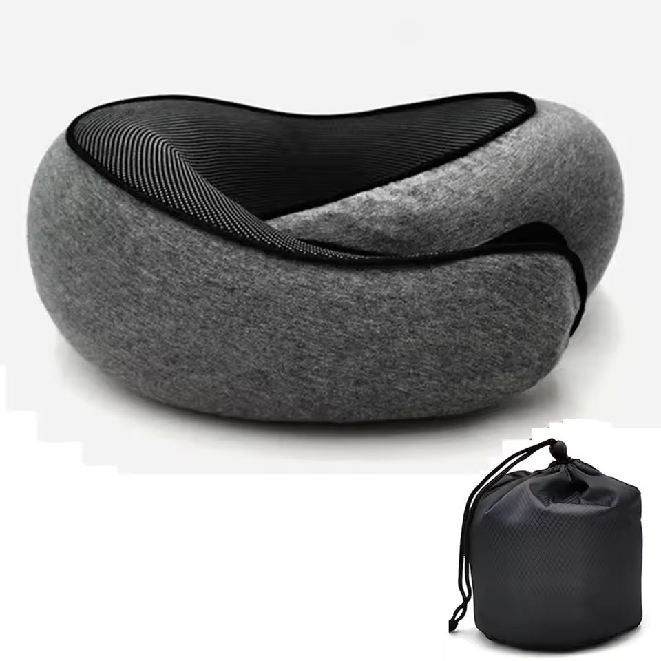 Memory Foam Travel Neck Pillow - Ergonomic U-Shaped Snail Style Support for Airplane & Office | Adjustable Cervical Pillow for Neck Pain Relief