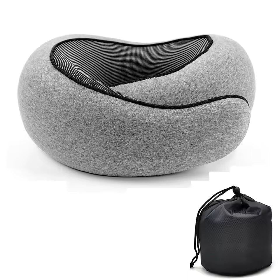Memory Foam Travel Neck Pillow - Ergonomic U-Shaped Snail Style Support for Airplane & Office | Adjustable Cervical Pillow for Neck Pain Relief