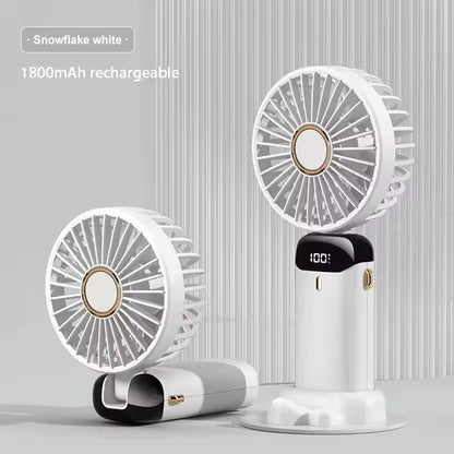 USB Handheld Mini Fan | Foldable Portable Neck Hanging Fan | 5-Speed Rechargeable Fan | Built-in Phone Stand