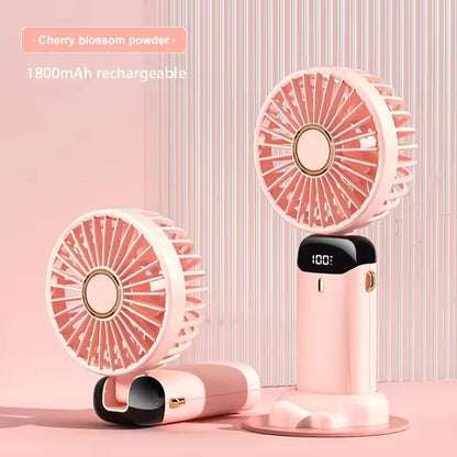 USB Handheld Mini Fan | Foldable Portable Neck Hanging Fan | 5-Speed Rechargeable Fan | Built-in Phone Stand