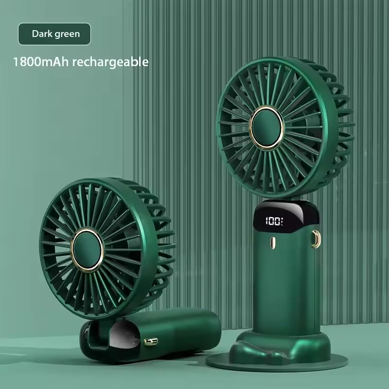 USB Handheld Mini Fan | Foldable Portable Neck Hanging Fan | 5-Speed Rechargeable Fan | Built-in Phone Stand