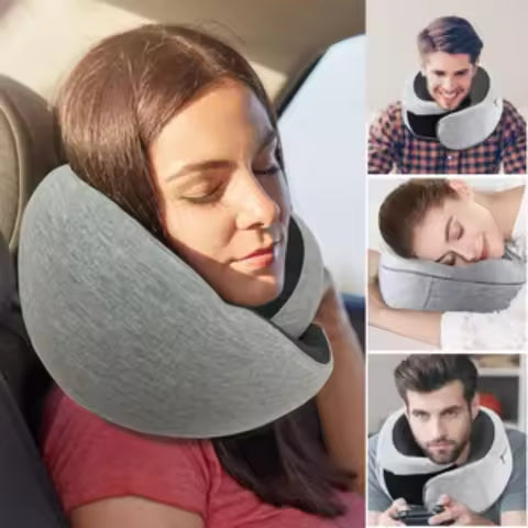 Memory Foam Travel Neck Pillow - Ergonomic U-Shaped Snail Style Support for Airplane & Office | Adjustable Cervical Pillow for Neck Pain Relief