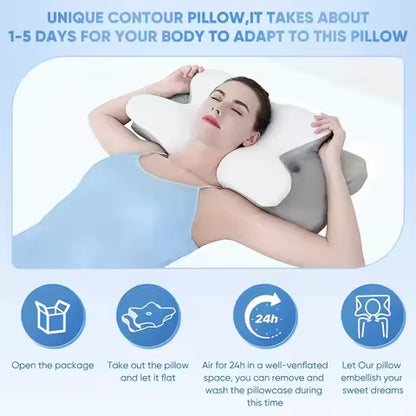Butterfly Ergonomic Cervical Neck Pillow | Best Memory Foam Pillow for Neck Pain Relief | Orthopedic Contour Bed Pillow | Slow Rebound Support