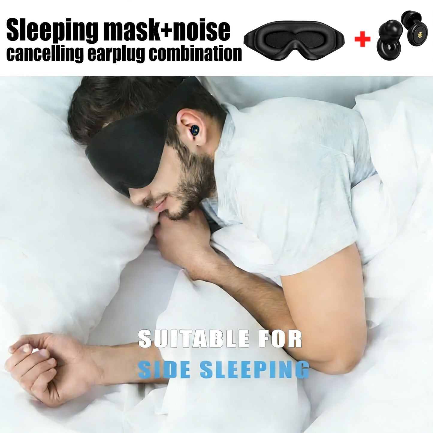 3D Sleep Mask | Noise Cancelling Earplugs | 100% Light Blocking Eye Cover | Insomnia Relief