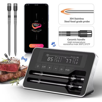 Smart Wireless Meat Thermometer | Bluetooth Meat Thermometer for BBQ Grill & Oven | Digital Food Thermometer with 5mm Ultra-Thin Probe | Professional Steak & Meat Cooking Thermometer
