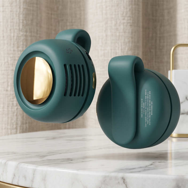 Retailark Mini Whirlwind green portable waist clip fan featuring a hands-free snap-on design and 3-speed silent strong wind performance.